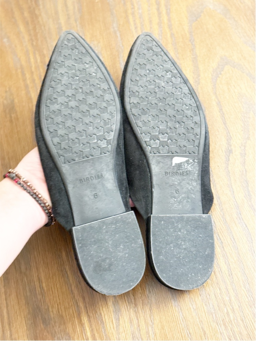 BIRDIES "The Swan" Black Suede Pointed Toe Mules - 6 - Picture 9 of 9